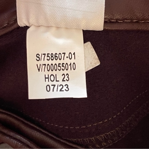 Banana Republic Faux Leather Low Rise Boot Cut Five Pocket Pant in Mocha Brown - Picture 2 of 8